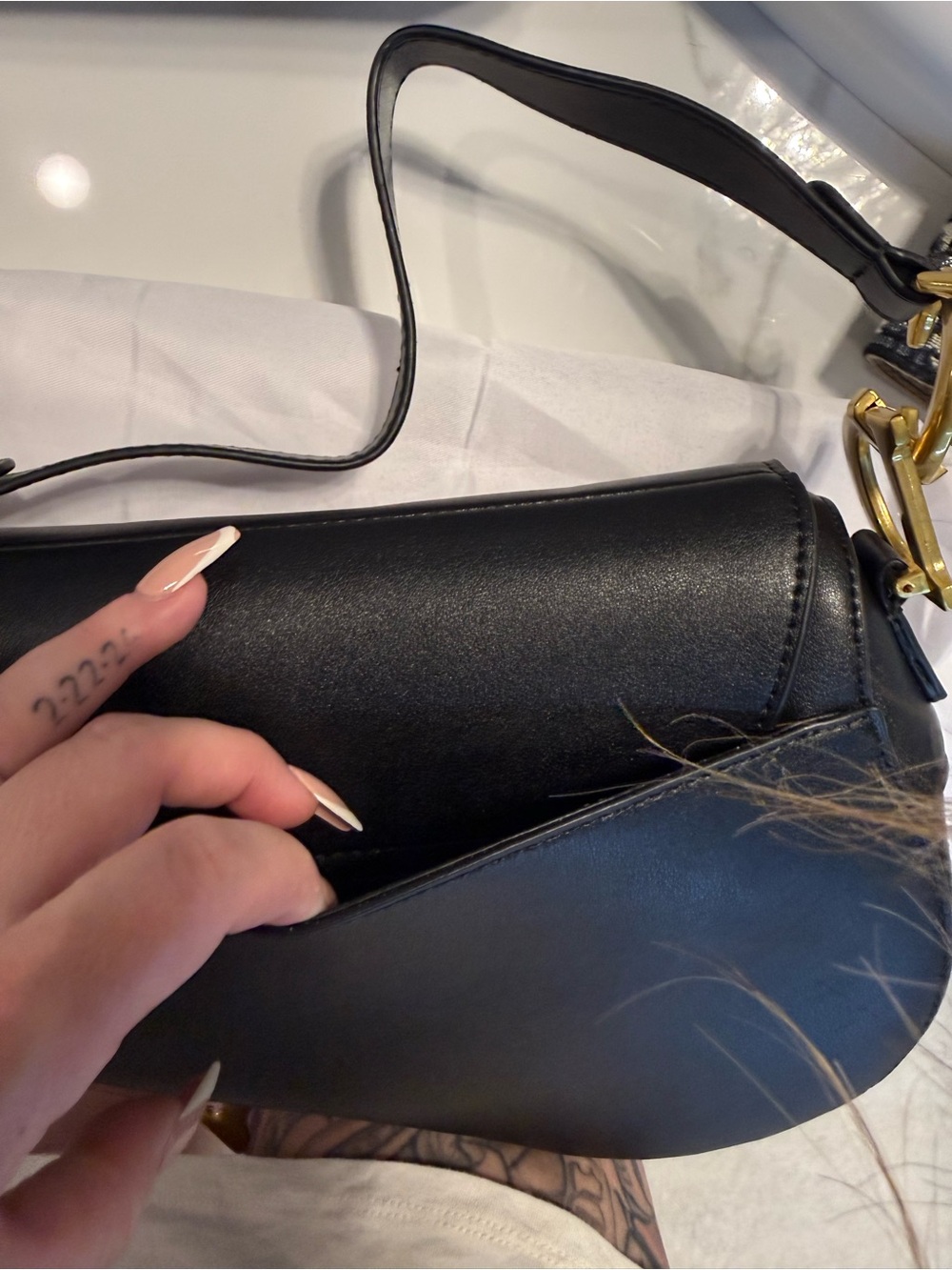Christian Dior Black Leather Saddle Crossbody with Gold Hardware - Picture 5 of 11